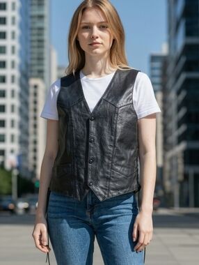 first genuine leather Adults motorcycle Vest Size 42